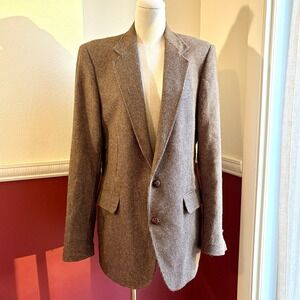 Vintage 90s Haggar Tweed Wool Blazer with Suede Elbow Patches